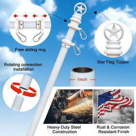 Hangmaicome tangle-free swivel rings keep the flag flying with less tangling.