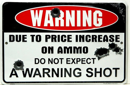 Hangtime warning-shot 8x12 embossed metal sign with simulated bullet holes for durable wall display