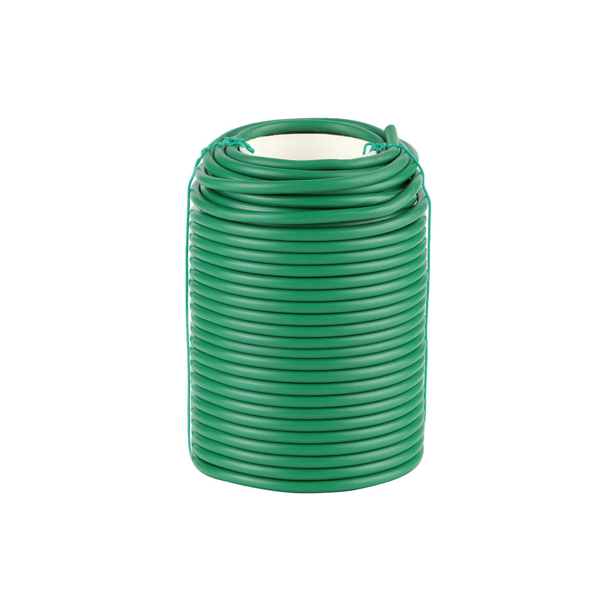 Hanload soft plant ties on green garden wire supporting climbing plants gently