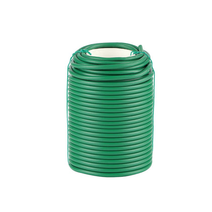 Hanload soft plant ties on green garden wire supporting climbing plants gently