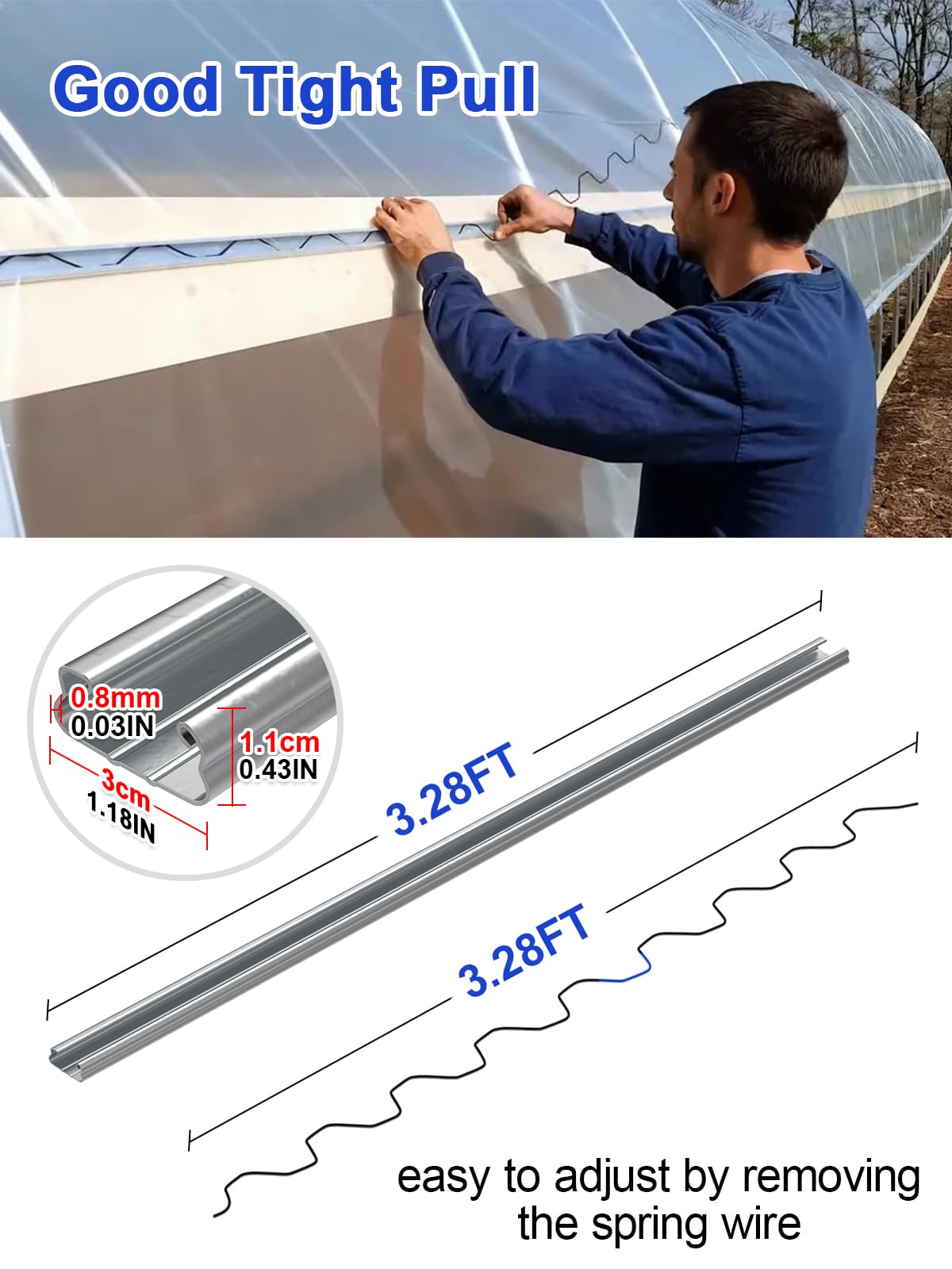 Hannger wiggle wire in track for secure film tension