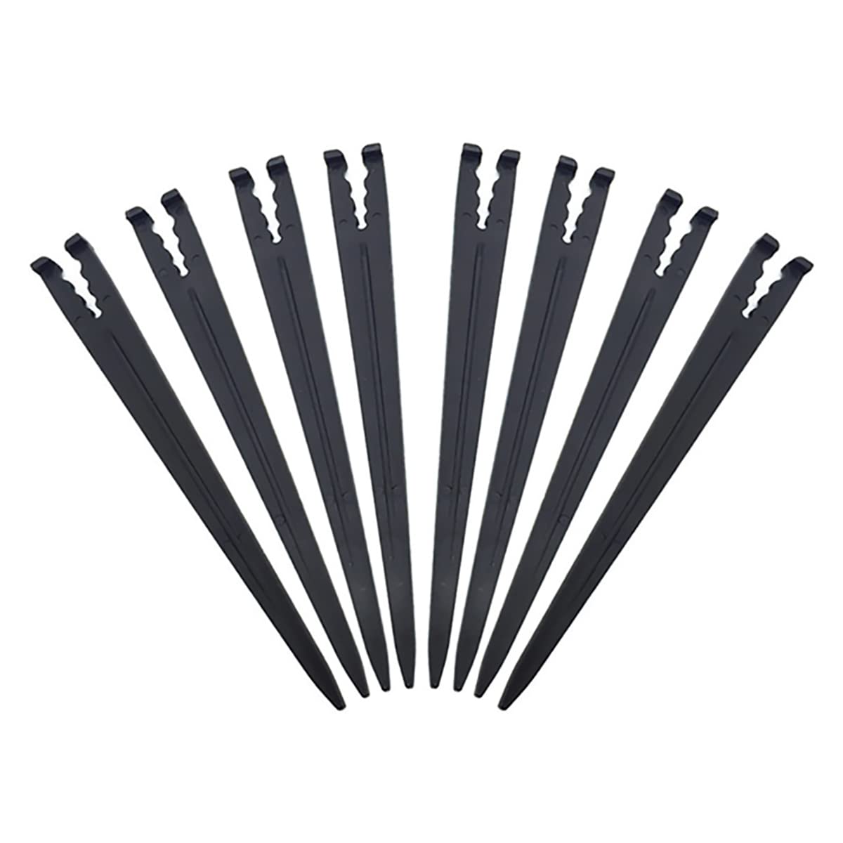 Hanobo irrigation stake with slot design secures tubing for flexible drip layouts