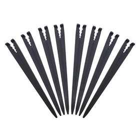 Hanobo irrigation stake with slot design secures tubing for flexible drip layouts