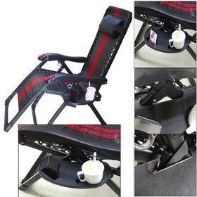Hanperal Oval Zero Gravity chair mobile phone slot keeps device accessible.