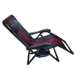 Hanperal Oval Zero Gravity chair side table slot near the arm for essentials.