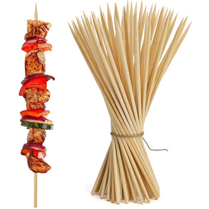 HANSGO bamboo skewers 12-inch natural, ideal for kebabs and grilled appetizers.