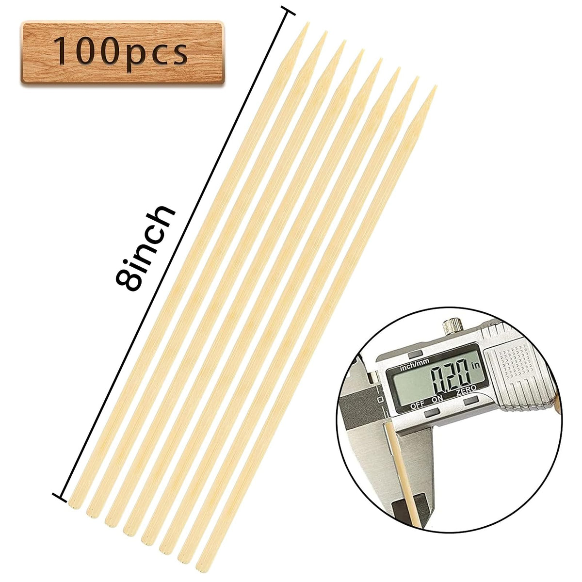 HANSGO bamboo skewers tip closeup showing sharpened points for easy piercing.