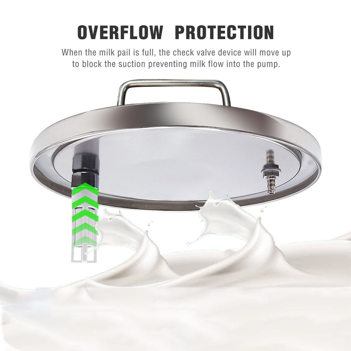 Hantop 6L milk bucket with check valve prevents backflow