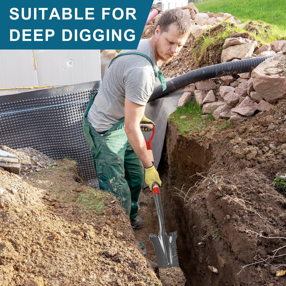 HANTOP Drain Spade digging in narrow trenches in tight spaces