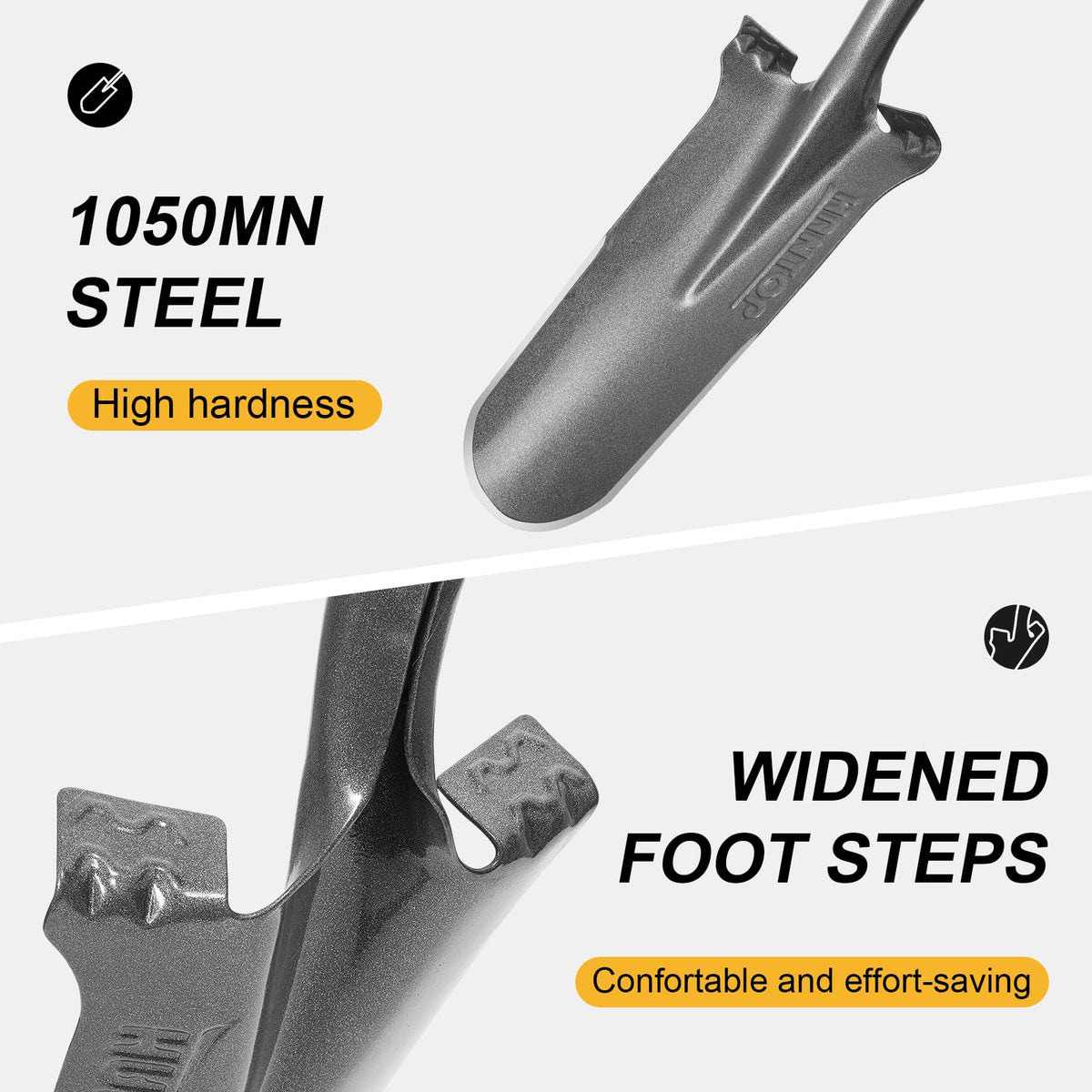 HANTOP polished-head spade surface to reduce dirt adhesion