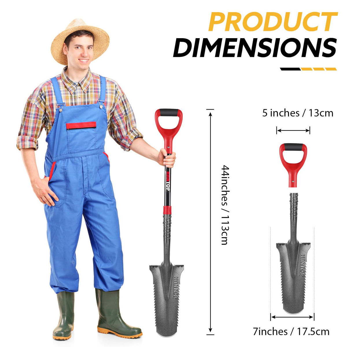HANTOP shovel serrated edge cutting roots and clods