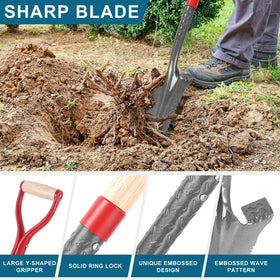 HANTOP Drain Spade square point with teeth for precise digging and transplanting