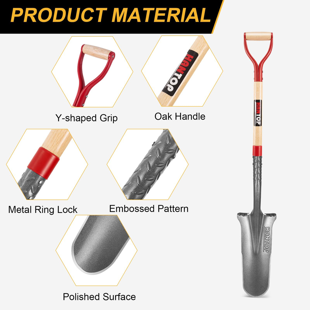 HANTOP spade with wide pedals offering anti-slip stability