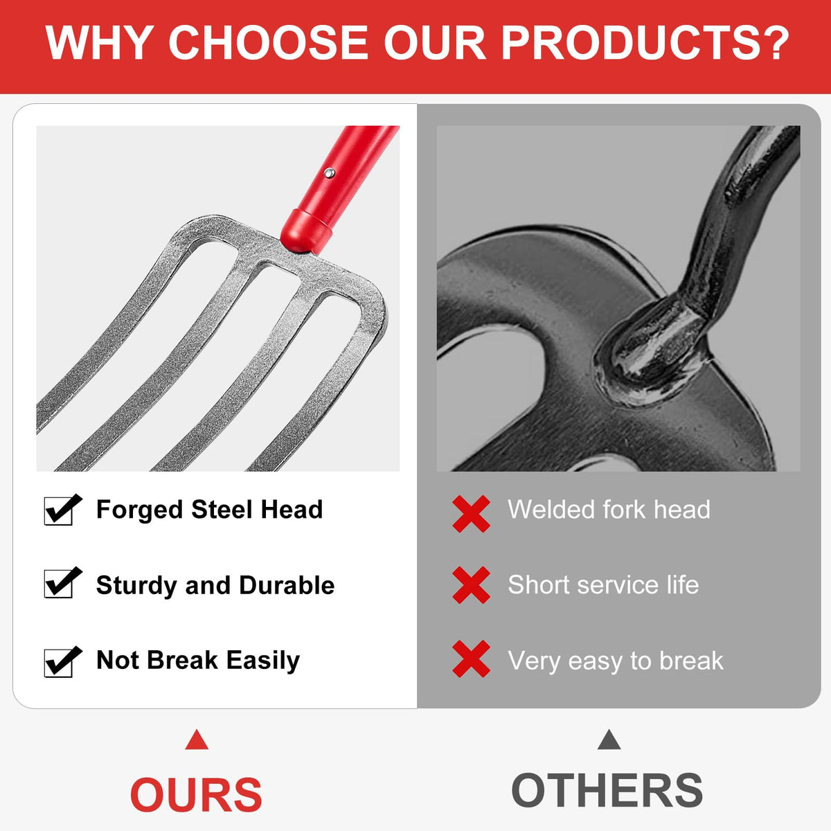 HANTOP fiberglass handle provides a sturdy, comfortable grip.