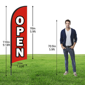 HANVIDA Open Flags for Businesses complete kit with poles and stake enables quick setup.