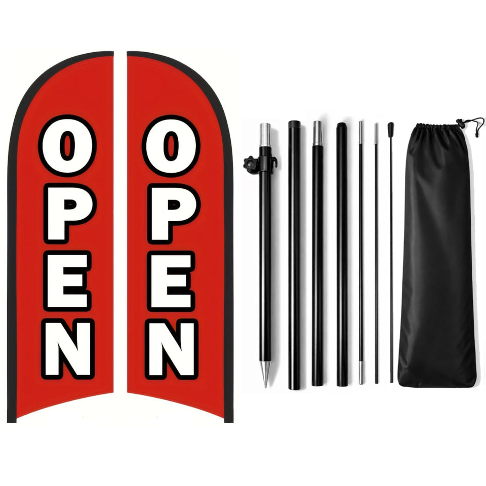 HANVIDA Open Flags for Businesses double-sided banner boosts storefront visibility from both directions.