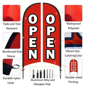 HANVIDA Open Flags for Businesses tear-resistant fabric withstands outdoor conditions.