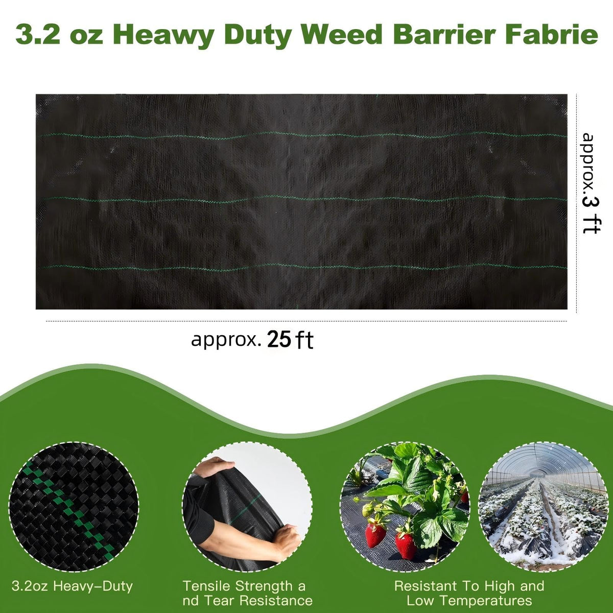 HANWRAPS weed barrier fabric with tear resistance supports durable garden beds.