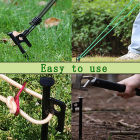HanyHere tree stake kit packaging shows full contents and dimensions.