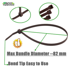 HAODE FASHION brown zip tie blending with branches and decor.