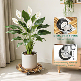 HAOIOKSC plant caddy with 360° casters for full mobility of heavy pots.