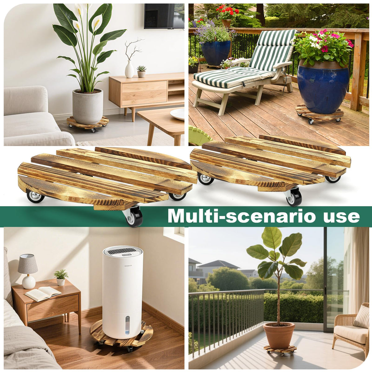 HAOIOKSC plant caddy supports heavy pots up to 200 lbs with smooth rotation.