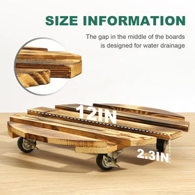 HAOIOKSC plant caddy designed for outdoor use with durable pine wood.