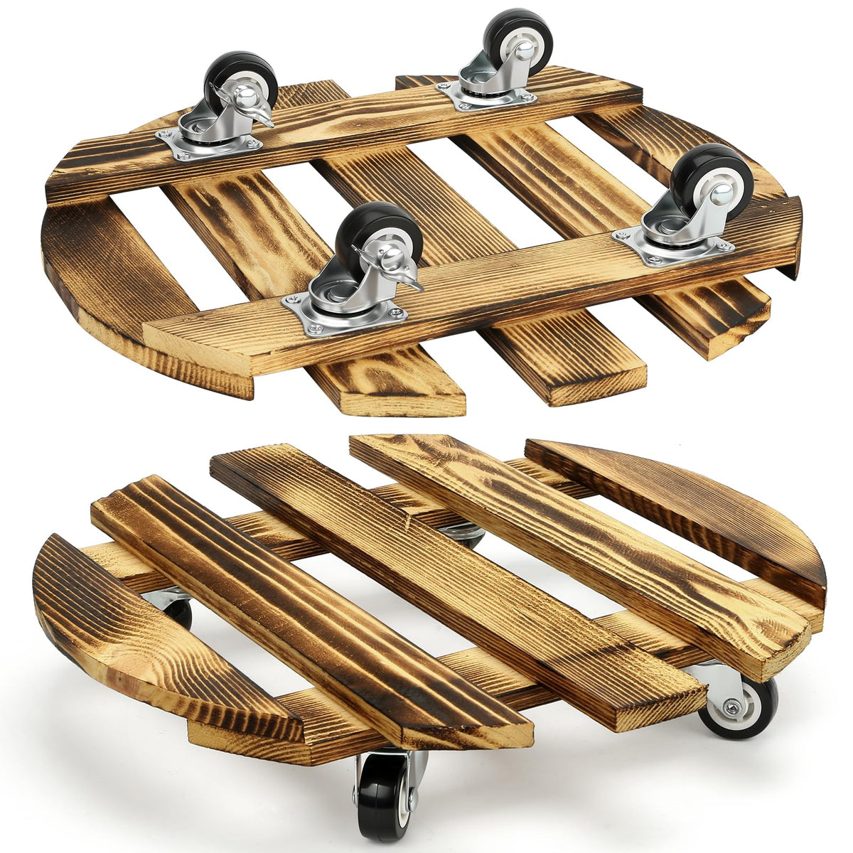 HAOIOKSC plant caddy with wooden round base enables smooth movement of large pots.