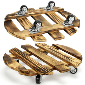HAOIOKSC plant caddy with wooden round base enables smooth movement of large pots.