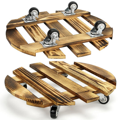 HAOIOKSC plant caddy with wooden round base enables smooth movement of large pots.