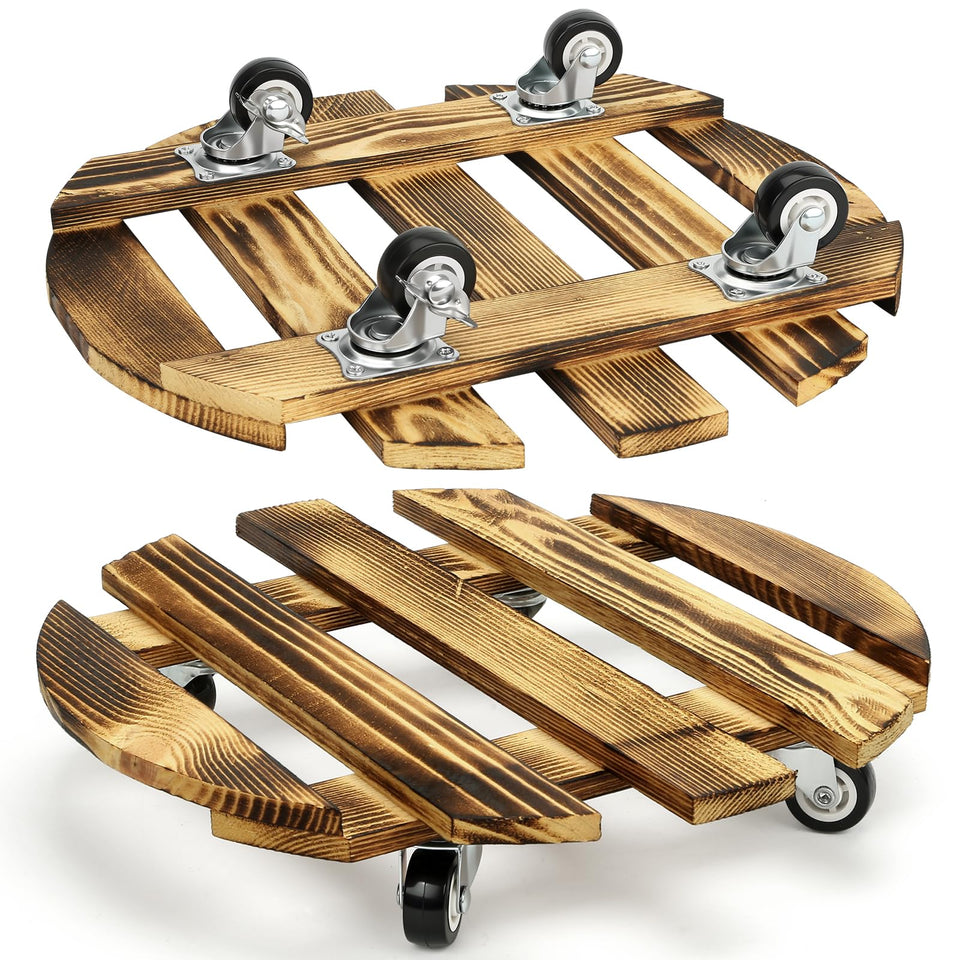 HAOIOKSC plant caddy with wooden round base enables smooth movement of large pots.