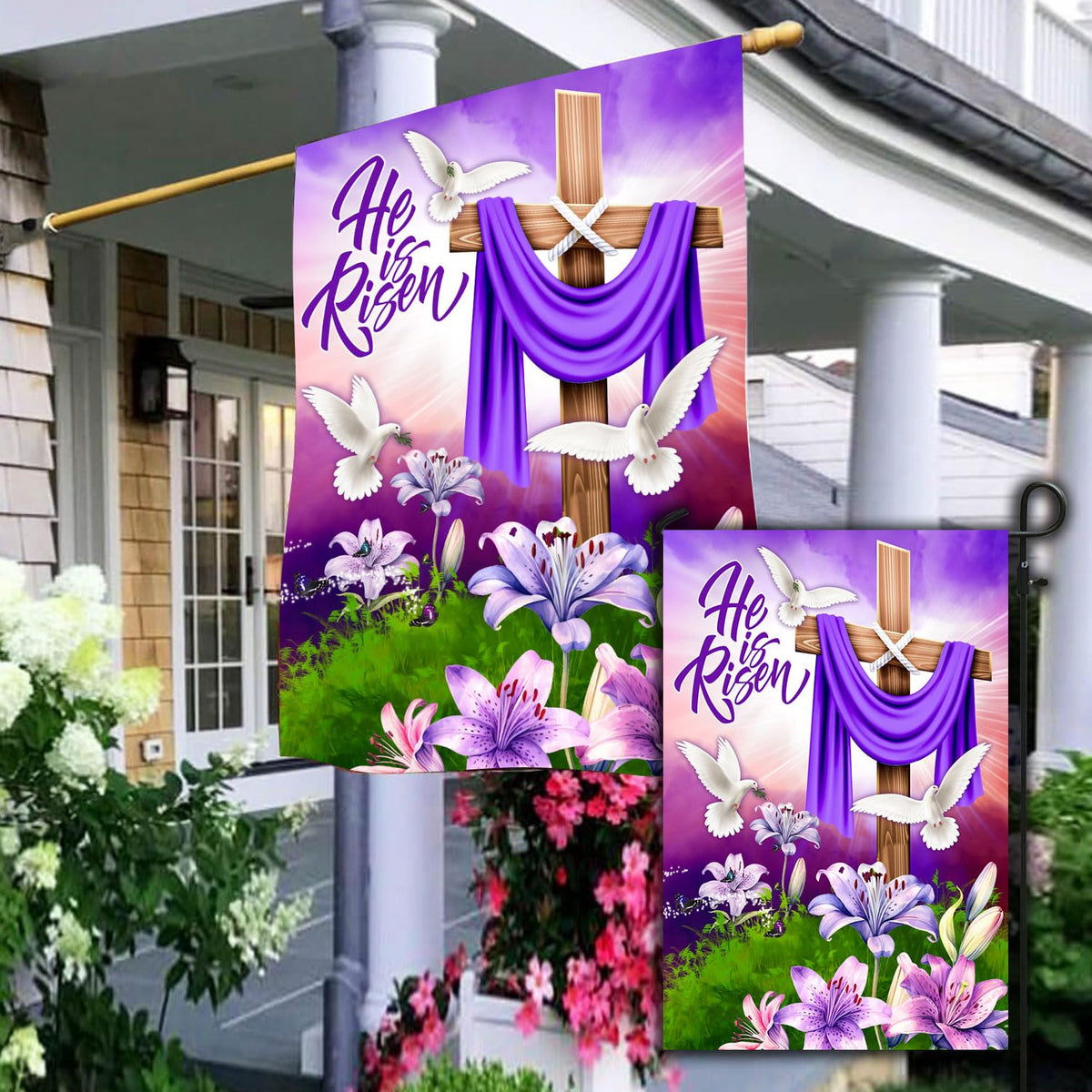 HAONEFECT Easter garden flag 12x18 double-sided adds festive charm from any angle