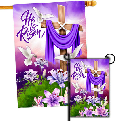 HAONEFECT He is Risen 28x40 house flag welcomes guests with bright Easter imagery