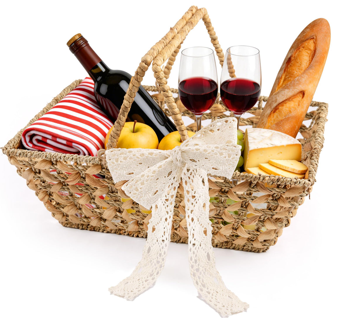 HAOPENGYOU wicker picnic basket with handle for easy transport during outdoor meals
