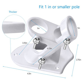 Haoridul flag pole holder with 2-position angles in white.