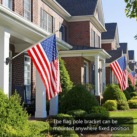Haoridul flag pole holder mount on porch railing demonstrates versatile outdoor installation options.