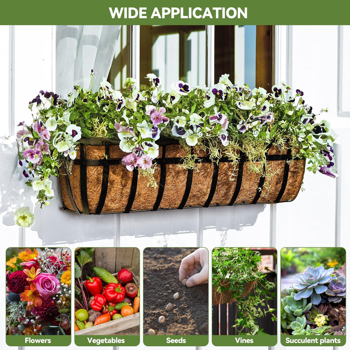 Eco-friendly coconut liner suitable for balcony gardens and events.