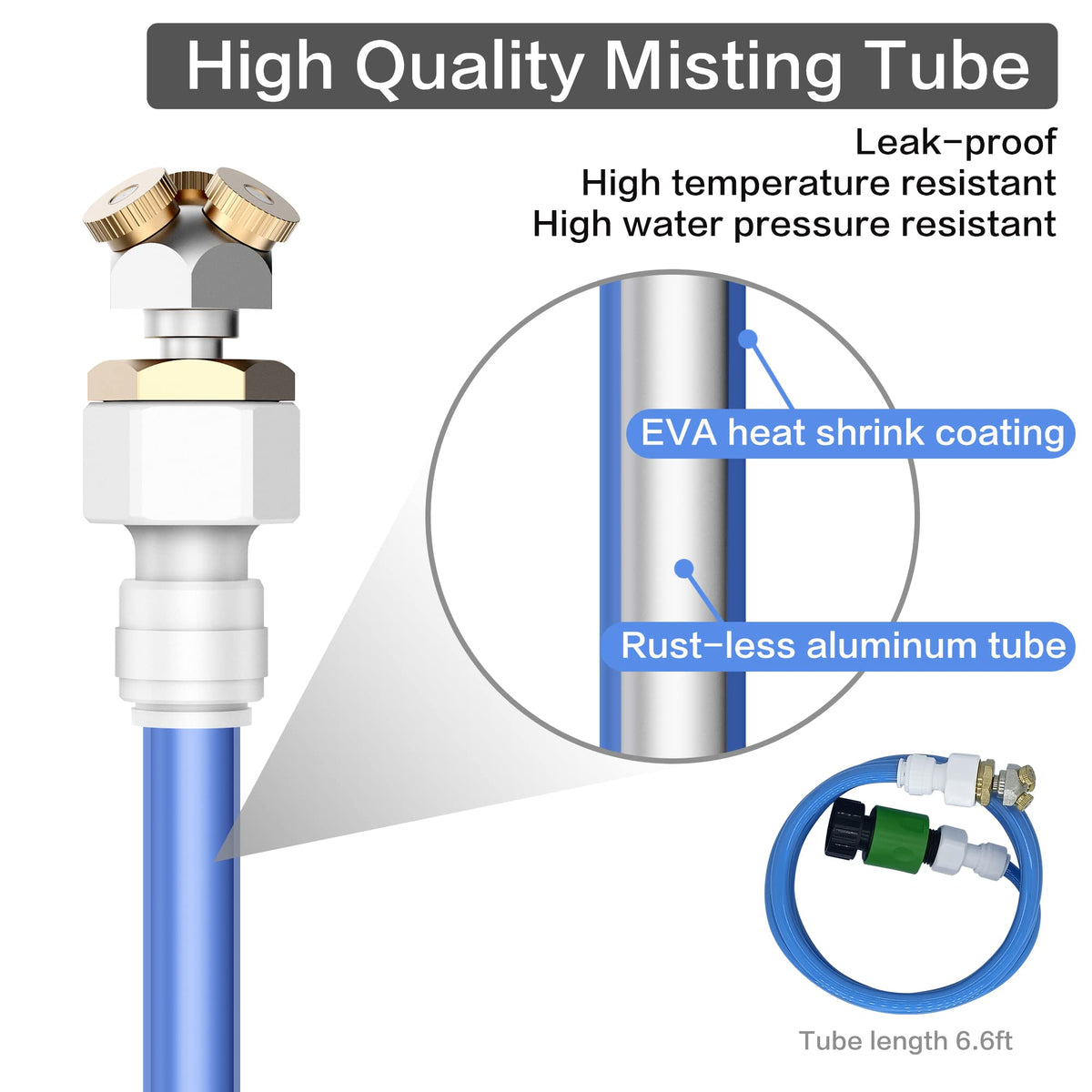 HAOWIN brass nozzles provide 360° ultra-fine mist for even cooling.