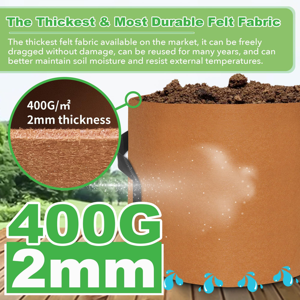 HAOWIN transfer-ready grow bags illustrate resizing as plants grow.