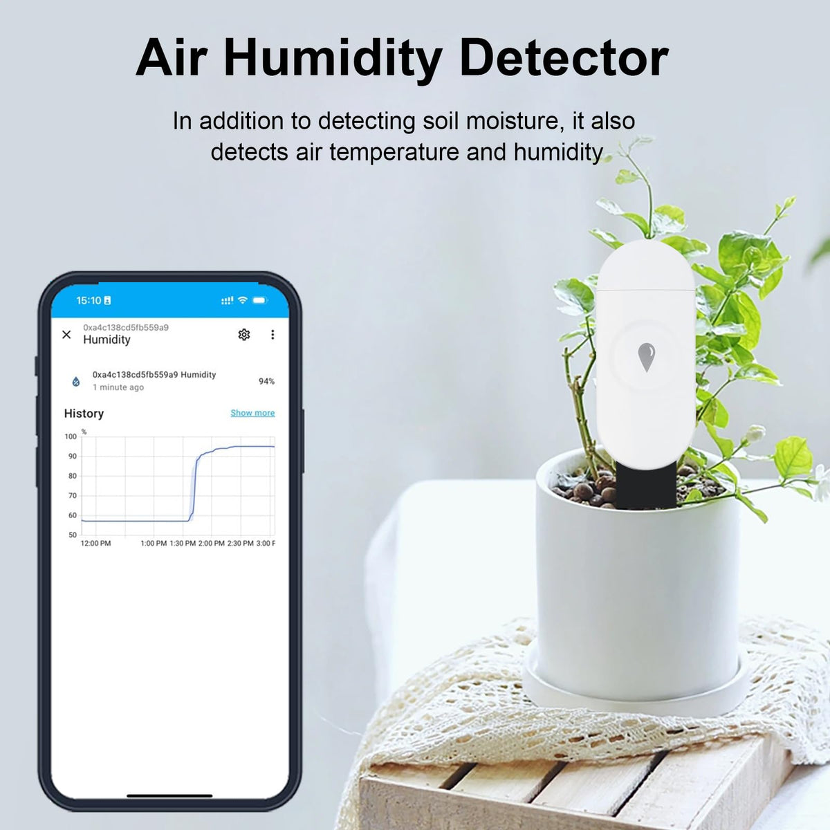 Haozee sensor readout shows temperature fluctuations for microclimate tracking.