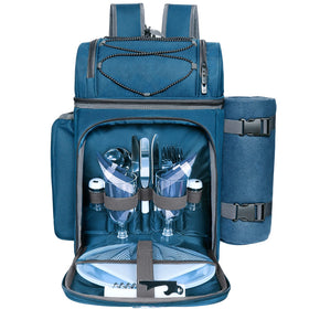 Hap Tim picnic backpack with large central cooler keeps drinks cold for on-the-go outings.