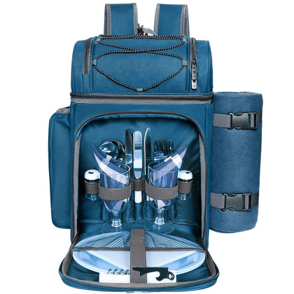 Hap Tim picnic backpack with large central cooler keeps drinks cold for on-the-go outings.