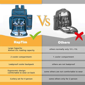 Hap Tim picnic backpack side wine holder for easy bottle access during picnics.
