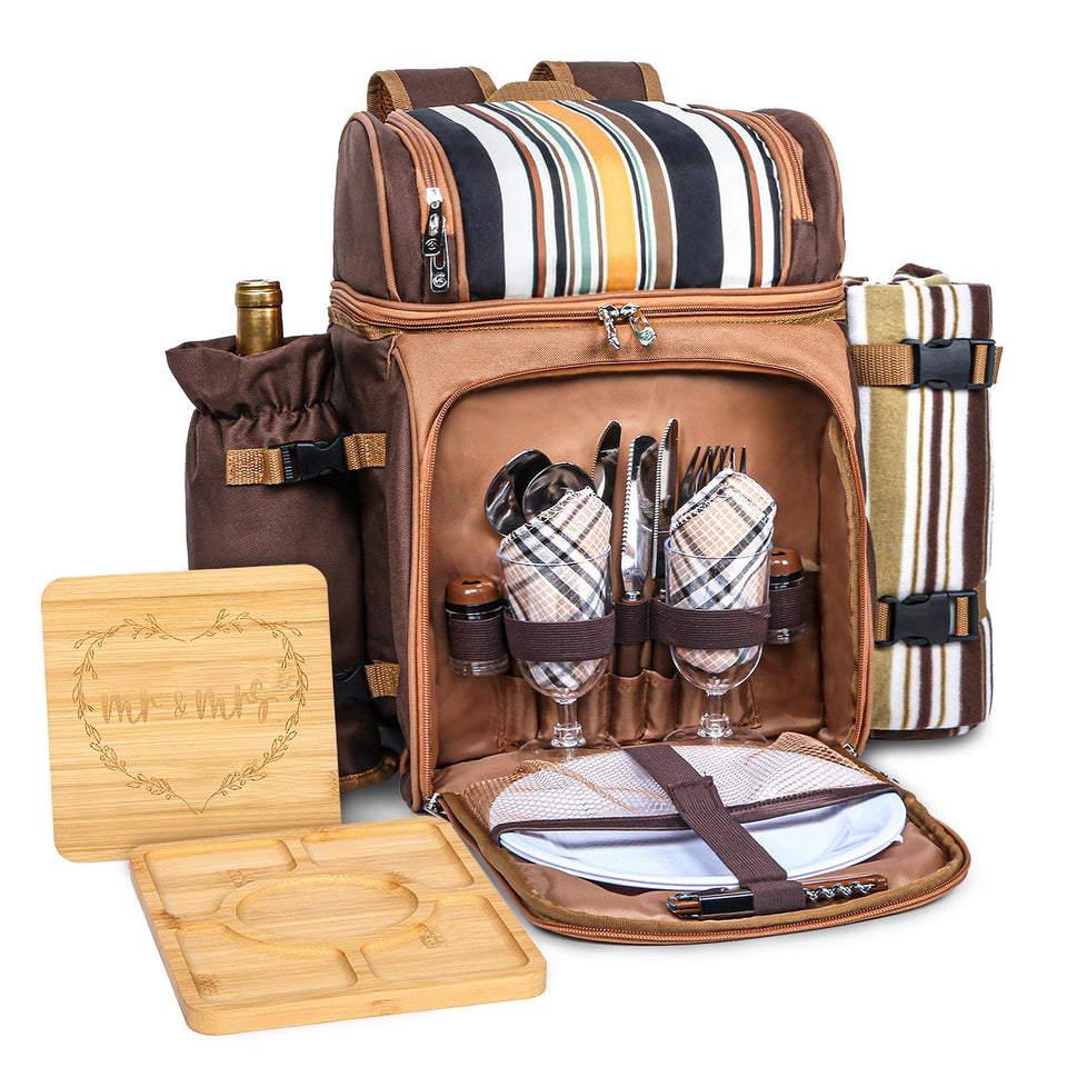 Hap Tim picnic backpack two with blanket for sunset picnics.