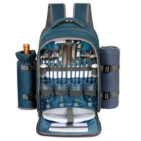 Hap Tim blue picnic backpack demonstrates hands-free design for outdoor outings