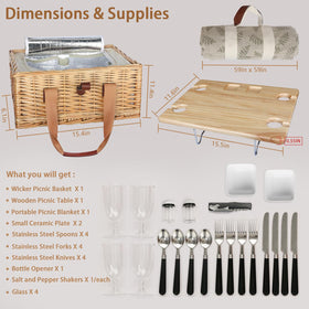 Hap Tim stainless steel cutlery service kits with glasses included for easy setup.