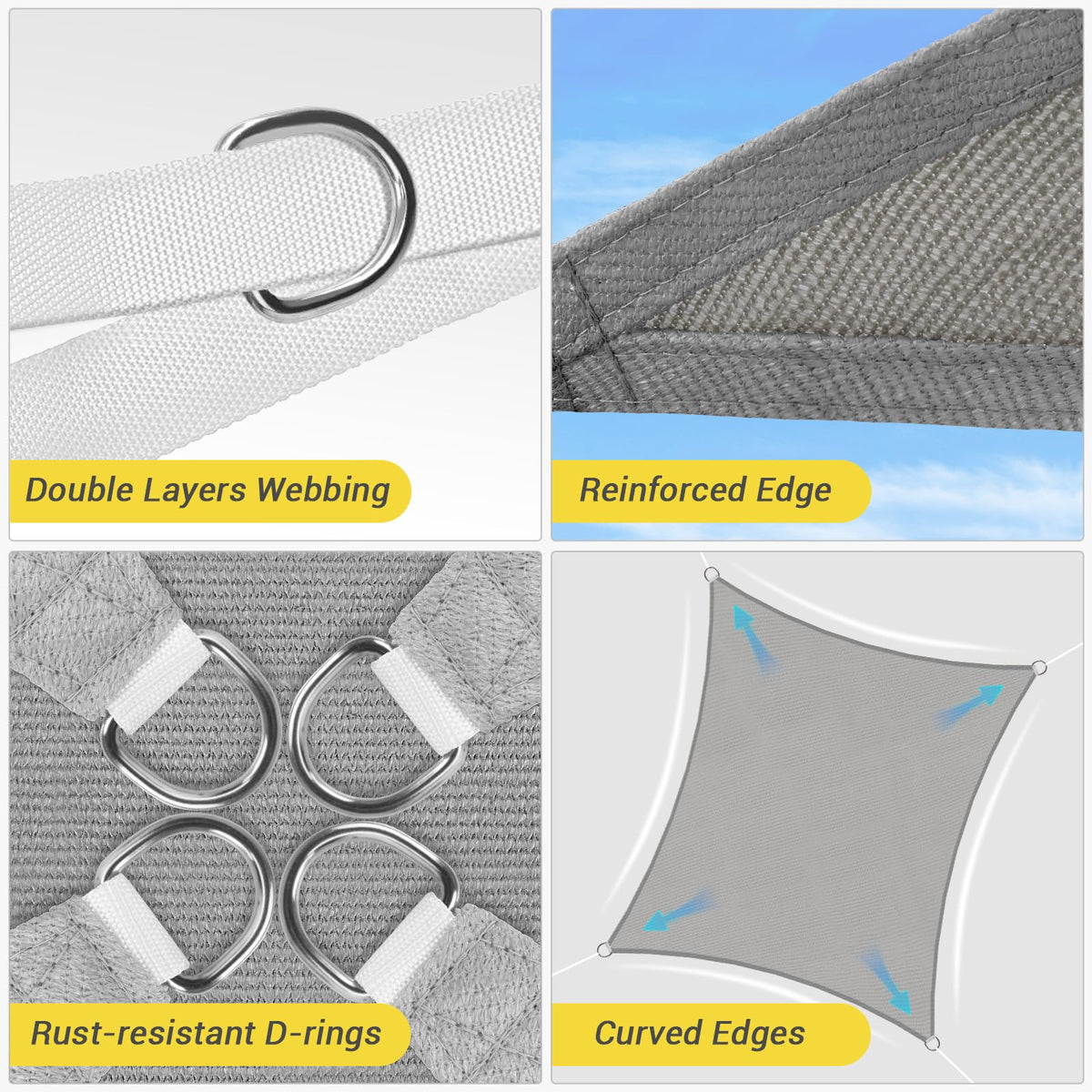 HappyTrends curved-edge design keeps shade taut and neat after setup.