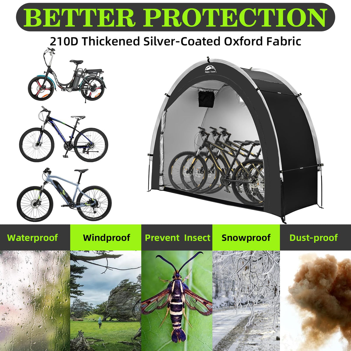 Happy Travel bike storage tent assembly demonstrates quick setup in under ten minutes.
