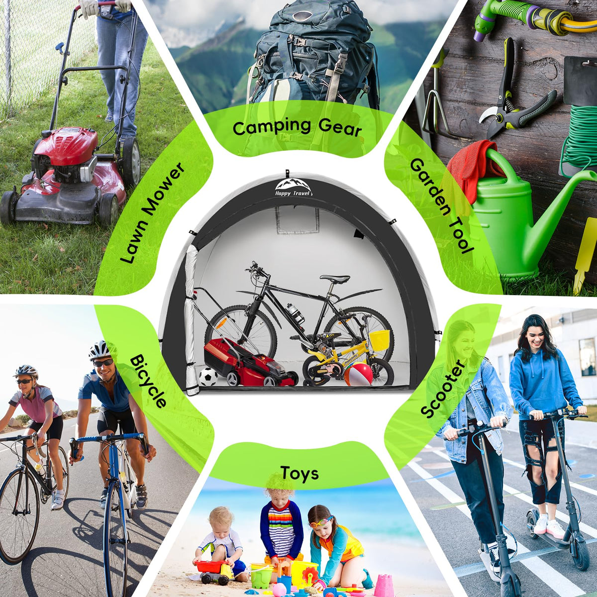 Happy Travel bike storage tent folded compact size for easy transport.