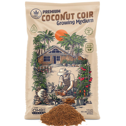 Happy Trees Coco Coir bag open showing premium coconut fiber for seed starting